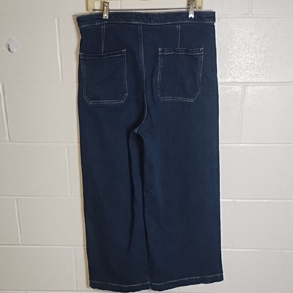 Banana Republic Dark Blue Premium Stretch Denim Jeans Wide Leg Crop